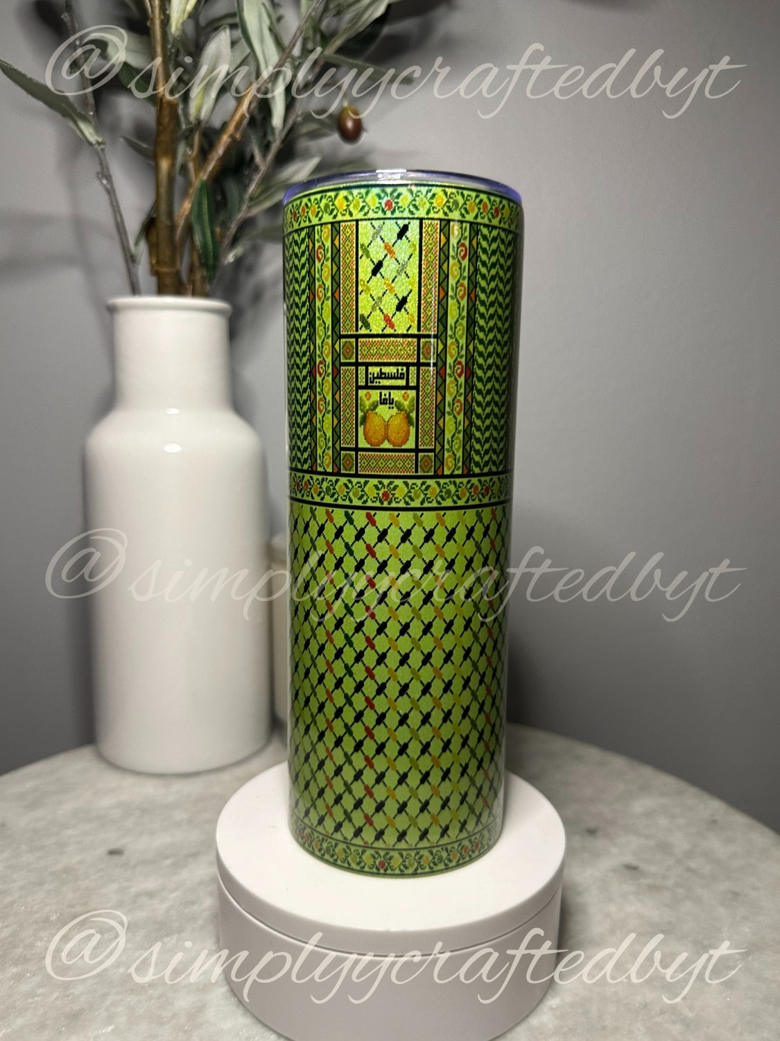 Yaffa Hot Coffee Tumbler (Shimmer Green Cup)